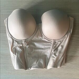 Betsey Johnson Forever Perfect Strapless Bustier Bra Low Back Nude Beige 34D